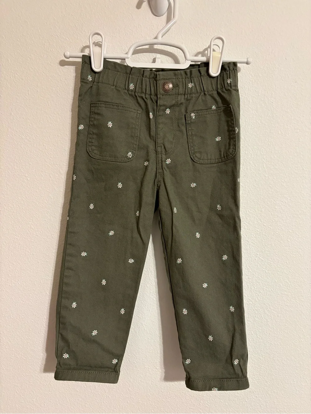 Osh Kosh Green Daisy Print Pants size 3T - 98% cotton